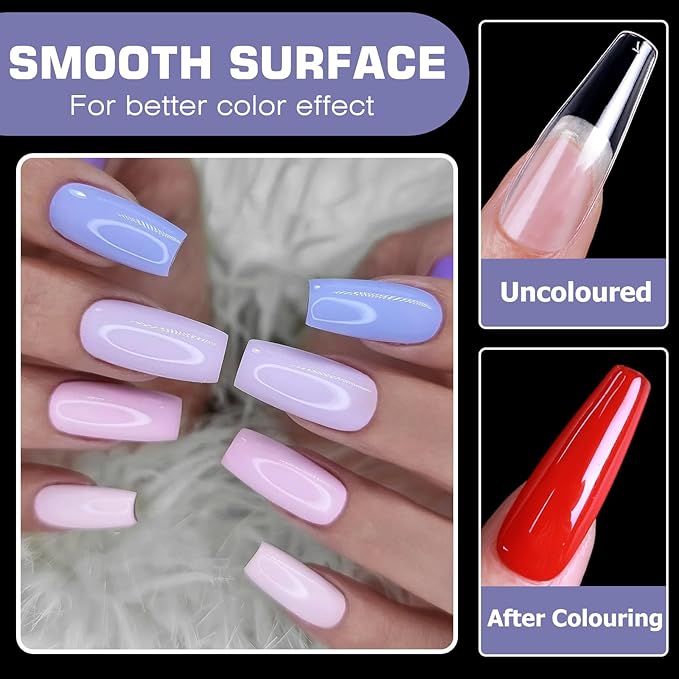600pc Medium Square Nail Tips Fake Nails Press on Nails Clear Nail Tip Full Cover False Nails Artificial Fingernail, 12 Size Soft Gel Nail Tips Square for Acrylic Nail Gel Nail Extensions