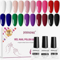 JODSONE 12 Bottles Christmas Gel Nail Polish Set Base Coat Glossy Top Coat Fast Drying Long Lasting Soak Off Wipe Free
