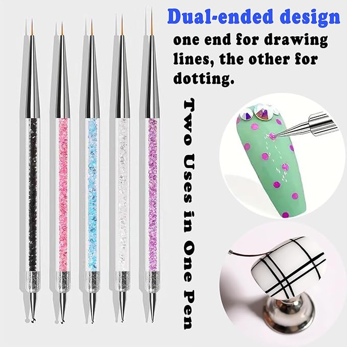 35 Pcs Nail Art Tools, Nail Stand for Painting Nails, Nail Art Brushes, Liner Pens and Dotting Tool, Press on Nail Stands, Nail Technician and Beginner's Nail Design Tool Kit