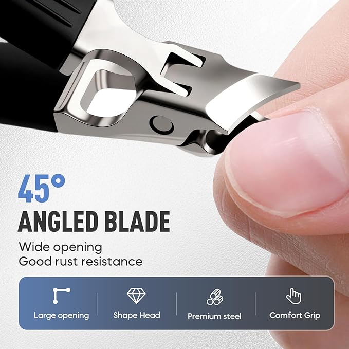 Wide Jaw Opening Anti-Splash Slanted Nail Clipper 3PCS Set with Case, Household Fingernail and Toenail Clippers Set for Ingrown Nails & Thick Nails (Orange)