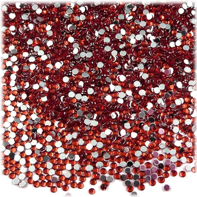 The Crafts Outlet 5,000pc Rhinestones Round 2mm Tiny for Nails - Flatback Ruby Red RED