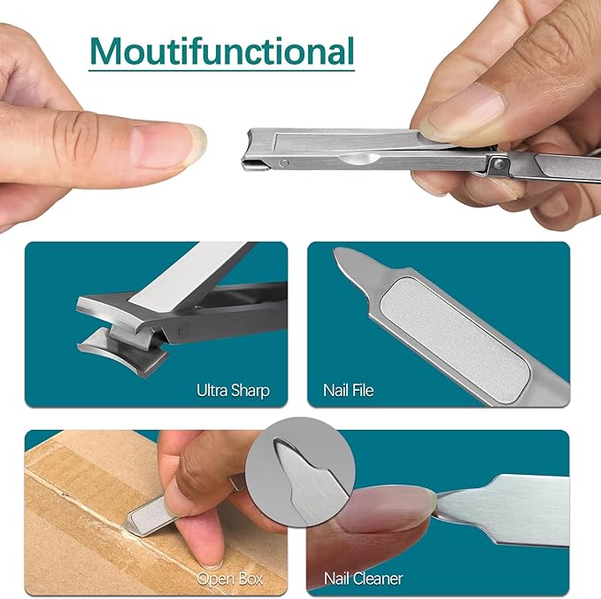 Mini Nail Clippers with File, Portable Ultra Thin Keychain Nail Clippers Set for Travel