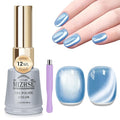 MIZHSE Moonlight Cat Eye Gel Nail Polish, 12mL Blue Glitter Cateye Gel Nail Polish Ceramic Glitter Magnetic Soak Off U V LED Nail Gel Polish for Home Manicure Nail Art