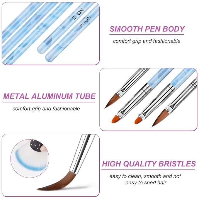TOROKOM 19Pcs Nail Art Brushes Set, Nail Art Tool for Acrylic Application, Incl Nail Dotting Pens, Nail Dust Brush, Extension Gel Brush for Home Use and Professional Nail Salon