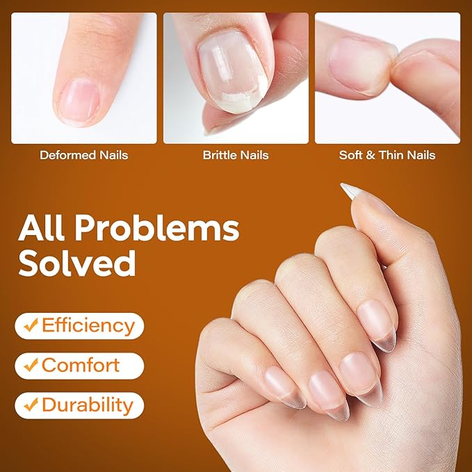 Nicedeco Short Almond Nail Tips Soft Gel Tips 216pcs Press on Nails for Full Cover Acrylic Full Nails False Nails 12 Sizes - 008