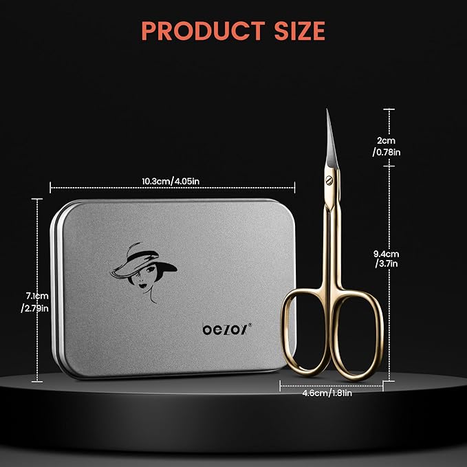 BEZOX Curved Cuticle Scissors - Precision Manicure Scissor Nail Cuticle Trimmer, Professional Stainless Steel Nail Scissors for Cuticle Care, Cuticle Cutter Small Scissors for Women - Golden