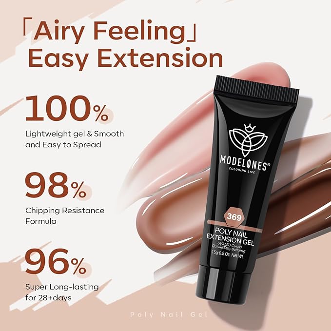 modelones Poly Nail Extension Gel 12 Colors Fall Winter Autumn Nude Skin Tone Red Classic Colors Nail Art Design Salon Gift for Women