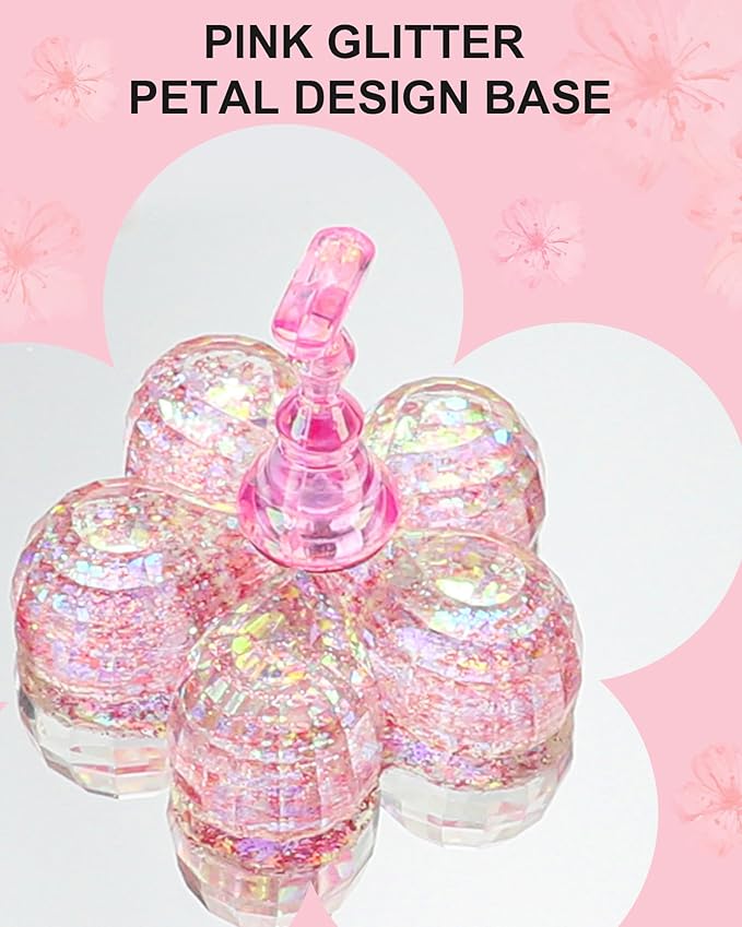 Nail Stand for Press Ons, Nail Holder for Painting Nails, Upgraded Solid Acrylic Magnetic Fake Nail Stands Tips, Flower Nail Holder with Double-sided Tape Practice Nail Art Tools