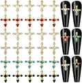 CRASPIRE 36Pcs 6 Colors Cross Nail Charms 3D Y2K Metal Alloy Rhinestone Flat Luxury Gems Set Gothic Vintage Punk Studs Decor for Women Art Crafts DIY Jewelry Christmas Decorations Cellphone