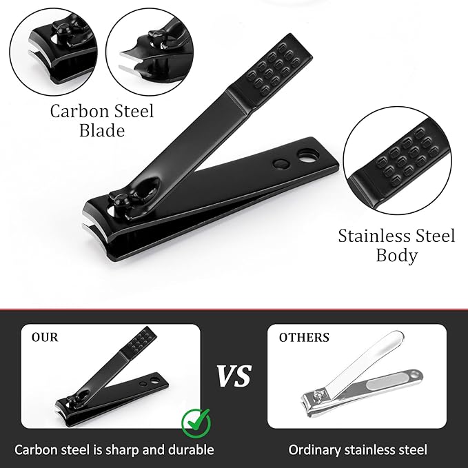COSHAYSOO Personalized Mens Nail Grooming Kit 7 Pcs with Black Travel Case, Small Useful Funny Valentines Gifts for Coworker Male Manicure Set Nail Clipper Fingernail Care Tools