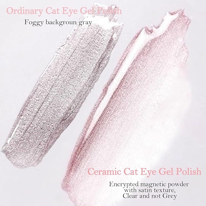 Glass Cat Eye Gel Nail Polish Set 12 Colors, Ceramic Magnetic Cats Gel Polish with Magnet Stick, Jelly Silk Velvet Crystal Effect Sock Off Nail Art Spring Summer Colors Manicure Gift Set for Women