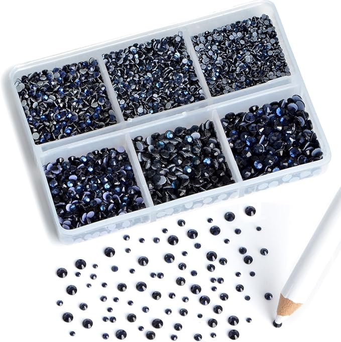 8000pcs Hotfix Rhinestones Flatback,Rhinestones for Crafts Clothes Mixed 6 Sizes, Hotfix Crystals with Wax Pencil Kit, SS3-SS12,Montana