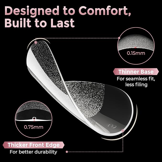Short Oval Round Nail Tips - 240 Pcs Half Matte Clear Gel Acrylic Nail Tips Full Cover Soft Gel Short Oval Press On Nails Pre-Shaped For Nail Extension Art DIY Salon 12 Sizes