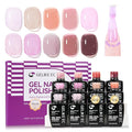 gelike ec Jelly Gel polish Set: 10 Sheer Nail Colors Nude Pink Glitter with Base and Top Coat Hema Free Formula One Coat Coverage Smooth Easy to Use for Natural Nails for Women 18-35 DIY at Home