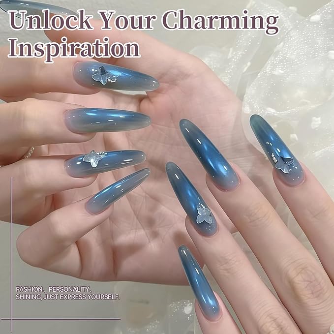 Born Pretty Spring Summer Cat Magnetic Eye Gel Nail Polish Shimmer Glitter Crystal Jelly Pink Green Blue Translucent Magnetic Gel Polish Soak Off Nail Art Gift for Women