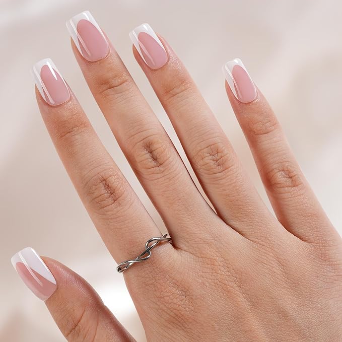 Vansiho Pink Deep French Gel Nail Tips, 150Pcs Short Square Soft Gel Nail Tips, French Tips Press on Nails, Fake Nails for Nail Art DIY 15 Sizes