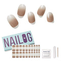 NAILOG Semi Cured Gel Nail Strips (20 Extra Long Polish Stickers/Wraps) │ Glossy & Long Lasting Soft Gel Finishing (Caffe Latte)