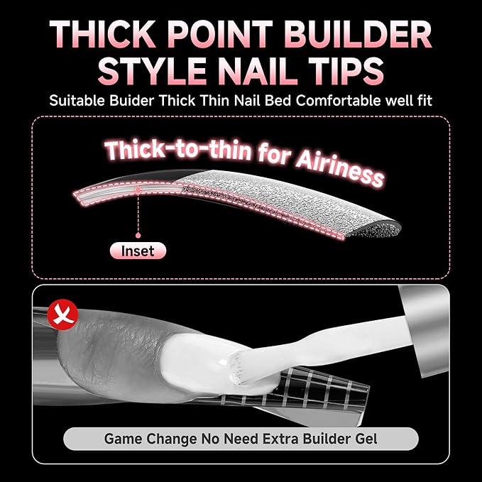 UNA GELLA Almond Nail Tips X-Soft Thicker Flexible Gel Nail Tips 330PCS Pre-etched Nails Tips Almond Shape Press on 15 Sizes Full Cover A lmond Fake Nails Strength Clear Nail Extensions DIY Salon