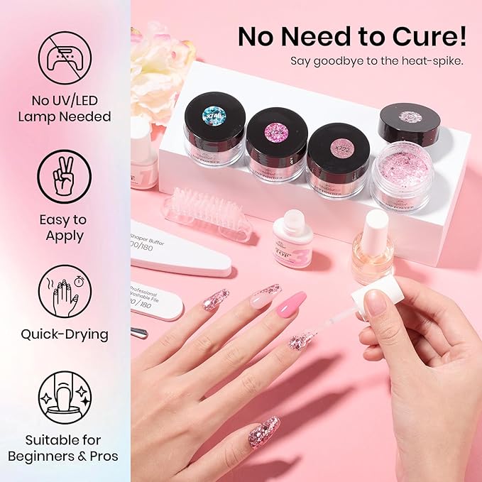 Beetles Dip Powder Nail Kit, 36 Colors Nude Pink Pastel Red Green Blue Glitter Dipping Powder Starter Kit Quick Drying Nail Set for French Nails Art Manicure DIY Salon Gift for Women Mood Palette