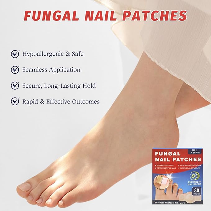 30 Pcs Extra Strength Nail Repair Patches - Overnight Renewal for Damaged, Discolored & Thickened Toenails & Fingernails for Men and Women