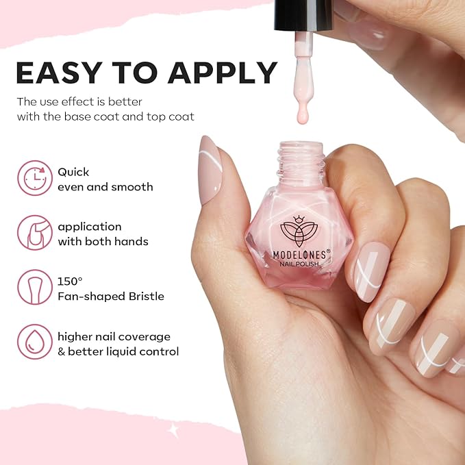 modelones Nude Nail Polish Set, Valentines 6 Colors Bubble Bath Quick Dry Skin Tone Glitter Summer Nail Polish Kit Fingernail Polish Nail Art Salon Home Gifts For Women Girl
