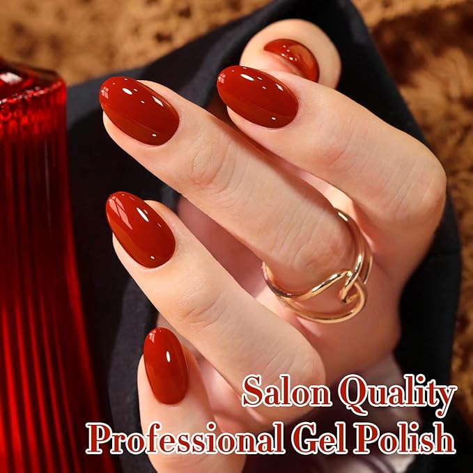 Double Rhythm 0.5 Oz Gel Nail Polish Neutral Natural Same Color Same Bottle Translucent Light Milky Pastel 15ML Manicure French Design Art DIY at Home (Blood Red-A1504)