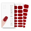 DANNI & TONI Semi Cured Gel Nail Strips Bordeaux Red Gel Nail Wraps Burgundy 28 Stickers |Ruby Rush