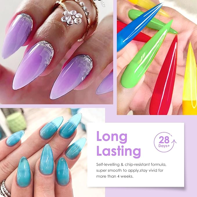 MTSSII 18pcs Jelly Gel Nail Polish Set Gel Polish 18PCS Jelly Nail Polish Kit Translucent Nude Pink Purple Blue Iridescent Colors UV LED Soak Off Home DIY Nail Art Salon Set