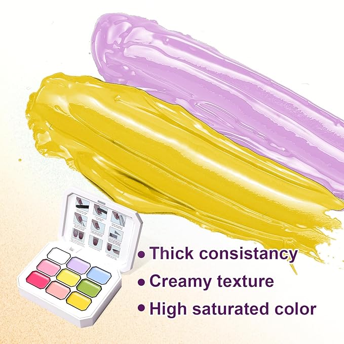 Gradient Gel Nail Set, 9 Bright Colors Ombre Gel Nail Polish with 6 Aurora Multi-Purpose Brushes for Pigment Pat Nails French Manicure Nail DIY Painting Soak Off UV J Fairy Spring
