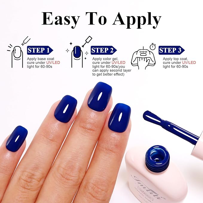 Imtiti 10ML Deep BlueGel Nail Polish Soak Off LED U V Dark Blue Nail Gel Polish DIY Nail Art Starter Manicure Salon Gel Nail Kit for Women Girls 1PCS