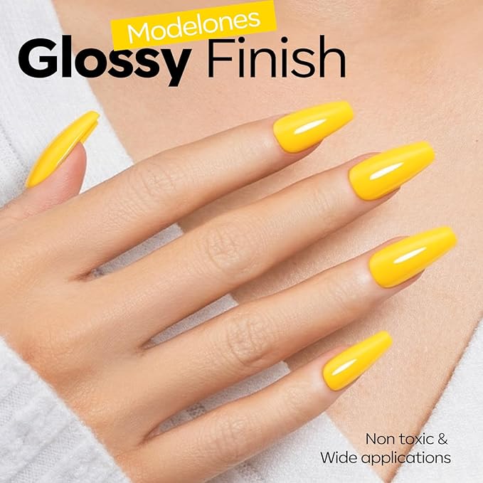 modelones Mango Yellow Gel Nail Polish Sunflower Yellow Nail Polish Soak Off U V Color High Glossy Gel Polish Manicure 15 ML