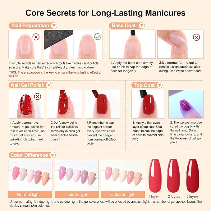 Peacecolor 26PCs Gel Nail Polish Set, 20 Natural Colors Milky White Nude Brown Nail Polish with 5Pcs Glossy/Matte/Glitter Top Base Coat Manicure Kit Gifts for Women DIY Home