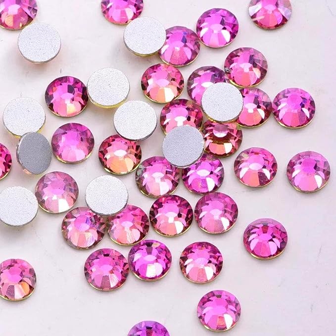 Dowarm 1440 Pieces SS6 Flatback Rhinestones, 2MM Tiny Flatback Nail Crystals for Dance Costumes, Non Hotfix Rhinestones (SS6 / 2MM, Rose Vitrail)