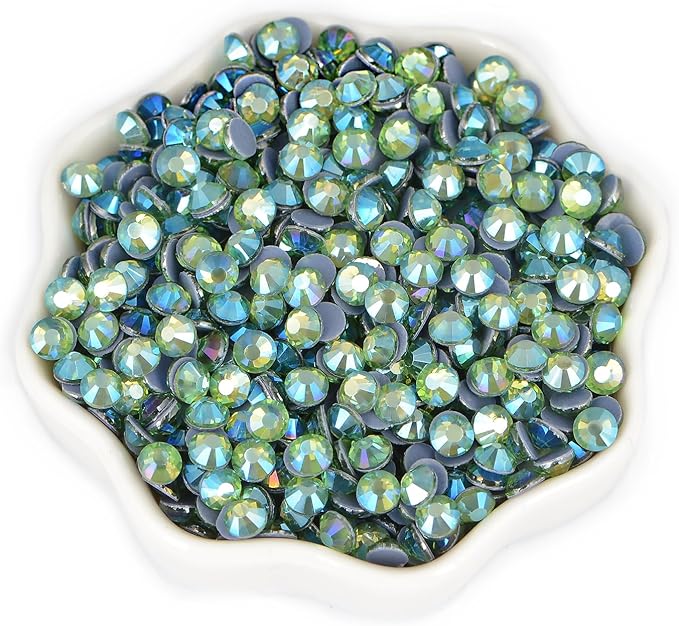 2880 Pieces SS4 Peridot AB Hotfix Rhinestones Flatback Round Crystal Glass Rhinestones Gems for Crafts Nail Face Art Clothes Shoes Bags DIY