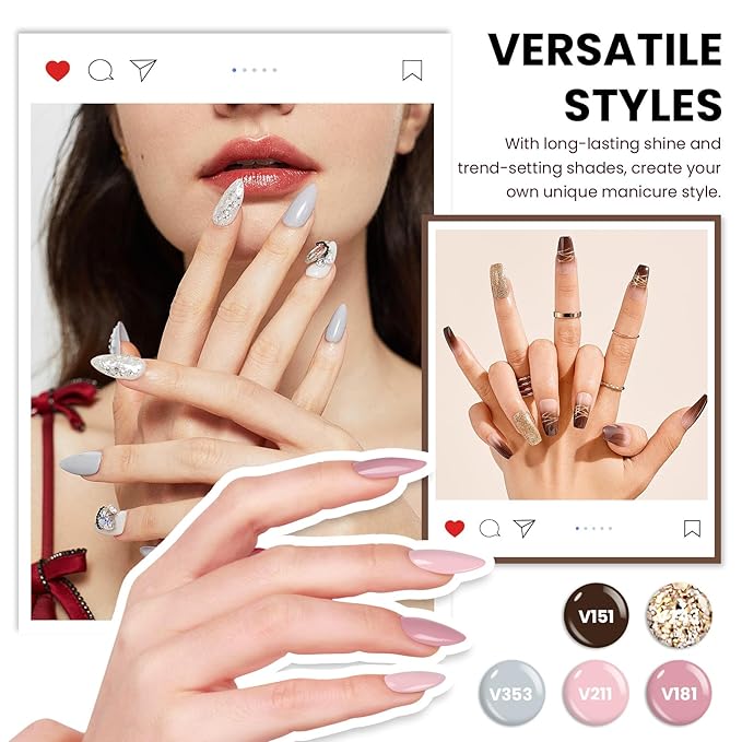 VANREESA Gel Nail Polish Kit with U V Light 53 Pcs Gel Polish Nail Set 36 Popular Colors Nail Polish Set with Base Coat 4 Effects Top Coat with Manicure Tools Complete Nail Kit Gifts for Women Girls