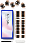 Semi Cured Gel Nail Strips - UV Light Gel Nail Stickers - 20 Long Lasting Salon Quality Wraps (Eventide Black)