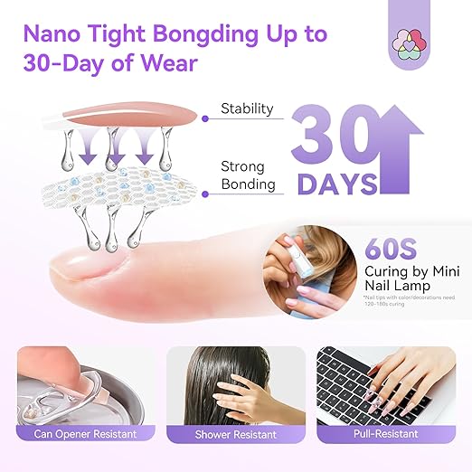 SAVILAND Solid Nail Glue Gel Kit: 60ml Nail Glue for Press On Nails with Remover Lasting Press On Nails with U V Nail Lamp Flash Removal for Press ons Fake Nails Cuticle Oil DIY Salon