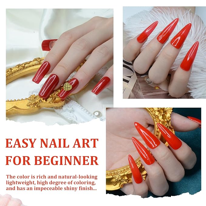 Dip Powder French Collection Nail Art Starter Manicure Salon DIY at Home, Odor-Free & Long-Lasting, Christmas Red Dip Powder, 28g