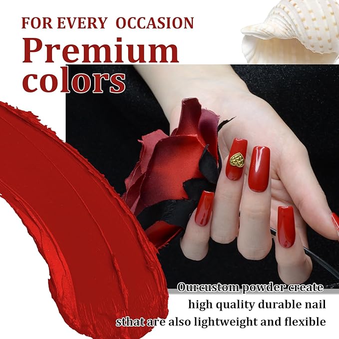 28g Dip Powder - Dark Red Color Nail Dipping French Powder Pro Collection System Nail Art Starter Manicure Salon Home DIY for Girls Women Long-Lasting