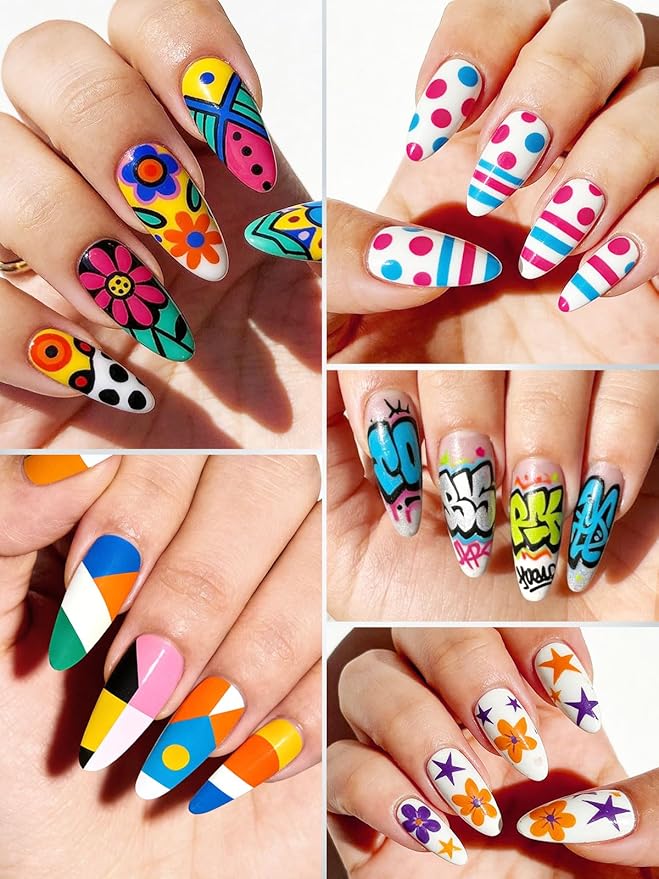 24 Colors Double-Ended Nail Art Marker Pens Set, EBANKU Nail Polish Pen for Nail Art, Fine Tip Nail Pen for Painting Nail, Nail Point Dotting Liner Drawing Pen for DIY Salon Home Beauty Adorn Manicure