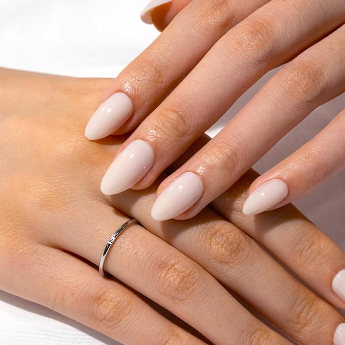 CurvLife Press On Nails – 30Pcs Soft Gel Almond Fake Nails, Reusable Glue On Nail Kit with Adhesive Tabs, Natural Fit & Salon-Quality for Women & Girls (Cream Whisper)