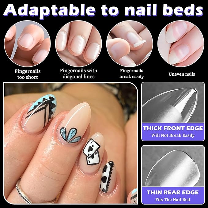 240pc Stiletto Gel Nail Tips Short Fake Nails Clear Press ons Nail, Short Stiletto Nails Tips Acrylic Nails Extension Soft Gel Nails Tip Full Cover Pointy False Nail Clear Artficial Fingernails
