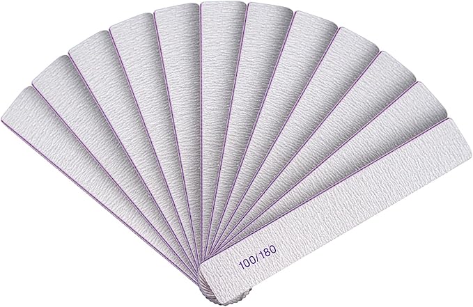 Nail Files (12 Packs), Professional 100/180 Grit Double Sided Emery Boards for Natural Nails Fingernail Toenail File Kit, Heavy Duty Emory Nail Filer Set Limas para Uñas Acrílicas Profesional