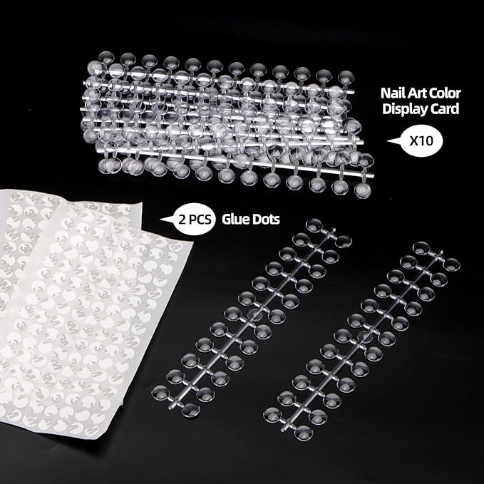 240 Pcs Nail Polish Swatch Dots Round False Nail Display Tips Transparent Nail Art Color Display Chart with Adhesive Sticker for Nail Polish Training Practicing