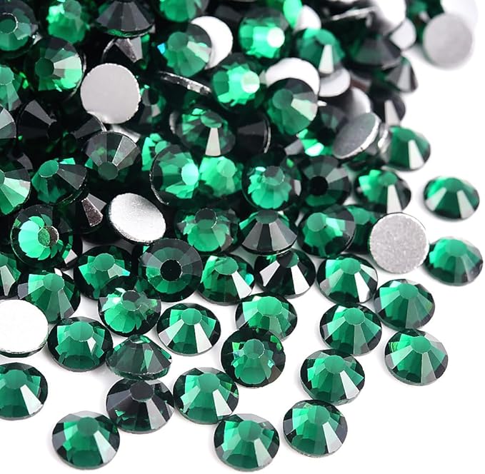 Blinginbox 1440 Pieces SS16/3.8-4mm Flat Back Crystal Rhinestones Round Gems for Nail Art,Emerald