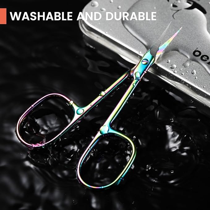 BEZOX Curved Cuticle Scissors - Precision Manicure Scissor Nail Cuticle Trimmer, Professional Stainless Steel Nail Scissors for Cuticle Care, Cuticle Cutter Small Scissors for Women - Rainbow