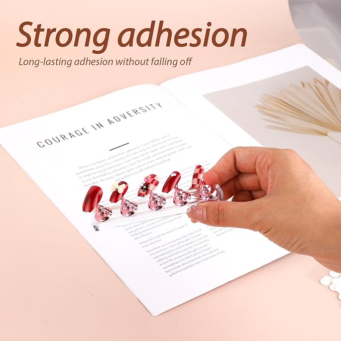 600 Pcs False Tip Double Sided Adhesive Tapes for Nail Art Holder Pre-cut Display Strips