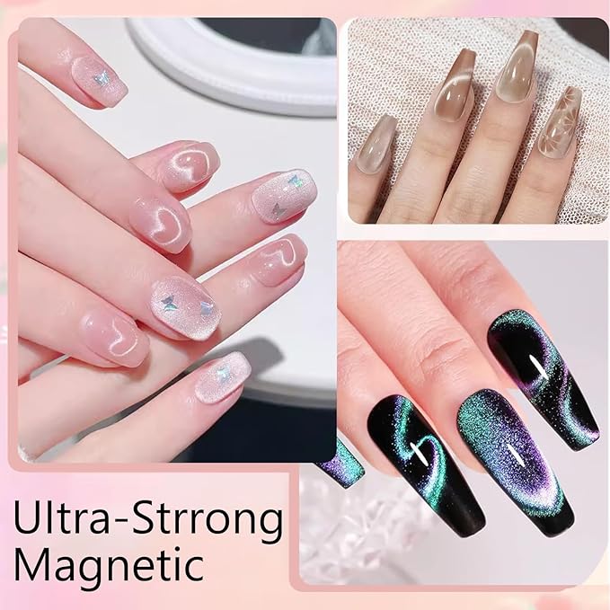 2 PCS Nail Magnet With 5 Pcs Y-Shape Mold Set For Nail Art Cat Eye Magnet For Nails, 3 In 1 & 2 In 1 Magnet For Nails, Heart Magnet For Cat Eye Gel Polish Magnet Stick Pens Nail Tools