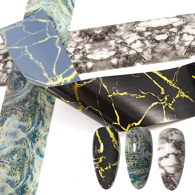 WOKOTO 300 Sheets Nail Foil Art Kit, Nail Foils Transfer Nail Art Stickers For Nails, Marble Gradient Holographic Leopard Stickers Gels Nail Polish Foil Transfer Sheets Set Manicure Nails Art DIY