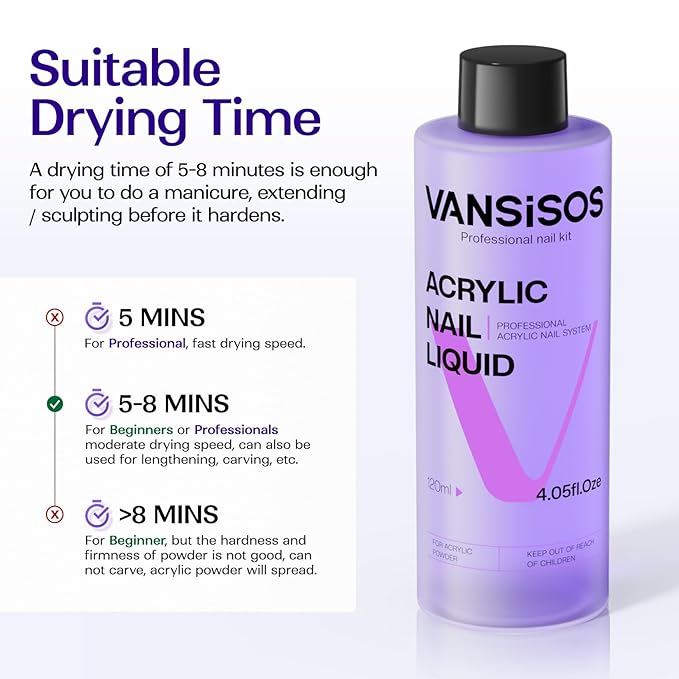 Monomer Acrylic Nail Liquid: 4fl.oz Professional EMA Acrylic Liquid Monomer with Nail Brush for Beginners at Home DIY Nail Salon Use Non-Yellowing MMA-Free